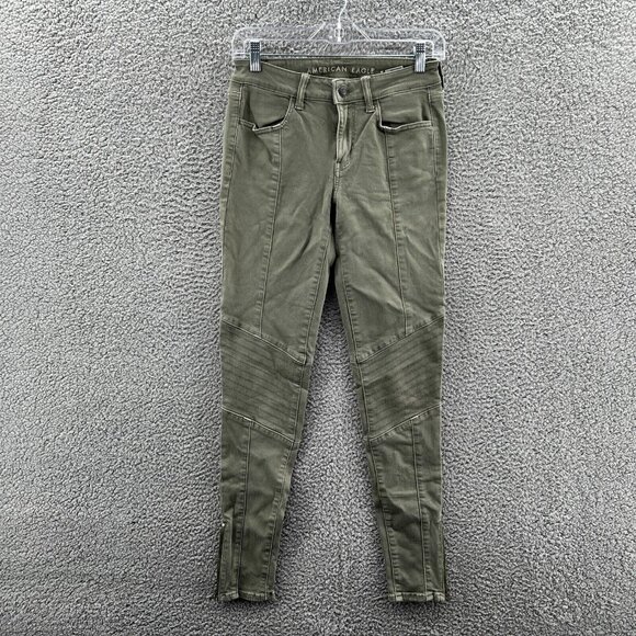 American Eagle Outfitters Denim - American Eagle Jegging Jeans Womens 6 Long Olive Drab Green Super Stretch Denim